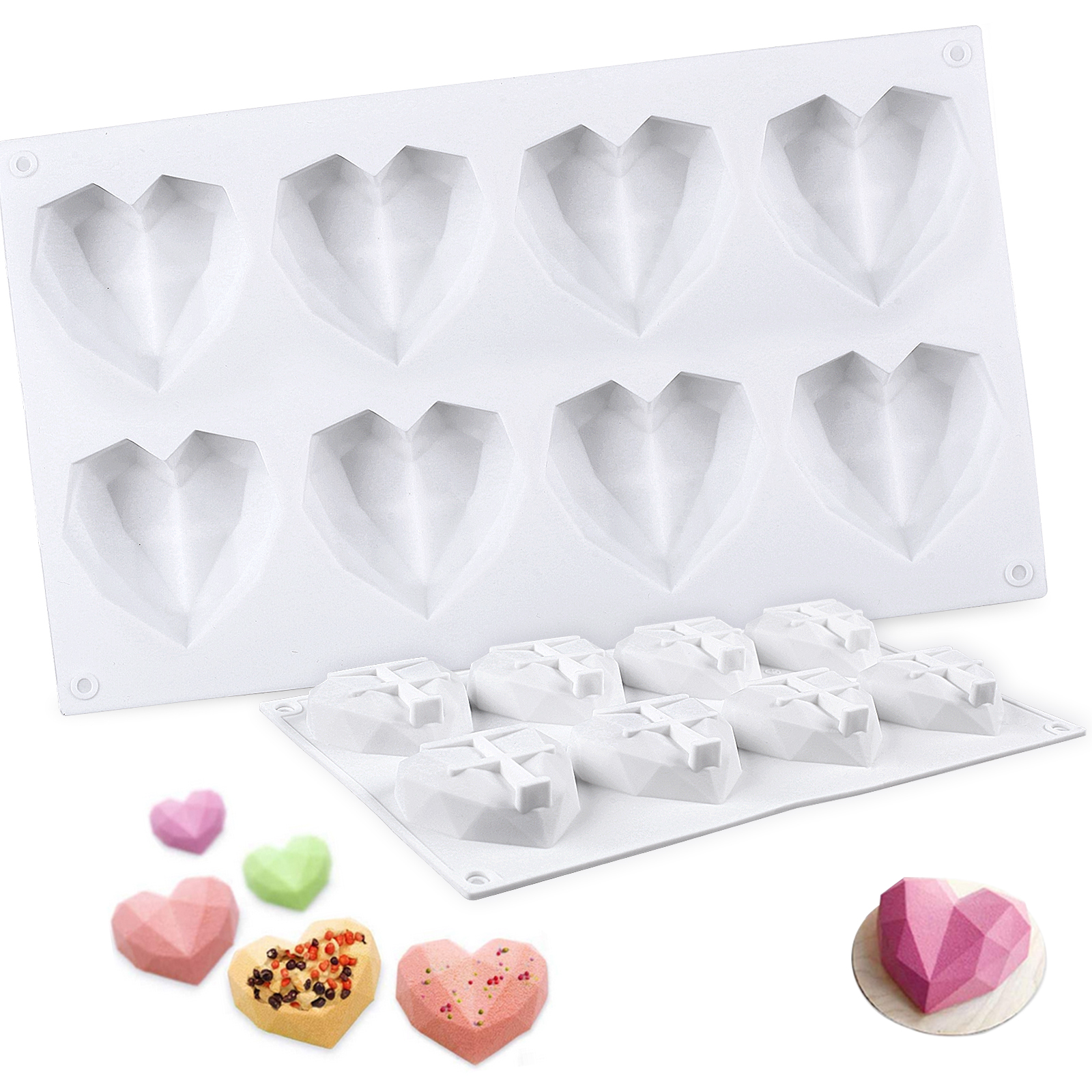 Winkio 3D Silicone Cake Mould 3D Diamond Heart Shape Chocolate Bakeware Mold Soap Baking Tools DIY Mold for Chocolate,Candy,Jelly